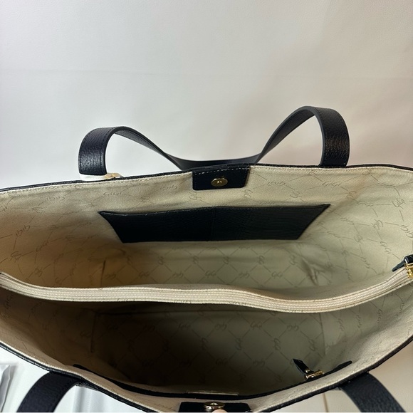 NEW GIGI NEW YORK TEDDIE LEATHER PYTHON EMBOSSED BLACK TOTE - Picture 11 of 12